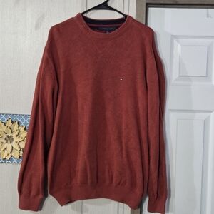 TOMMY HILFIGER Men's Burnt Orange Crewneck Premium Cotton Pullover Sweater SZ XL